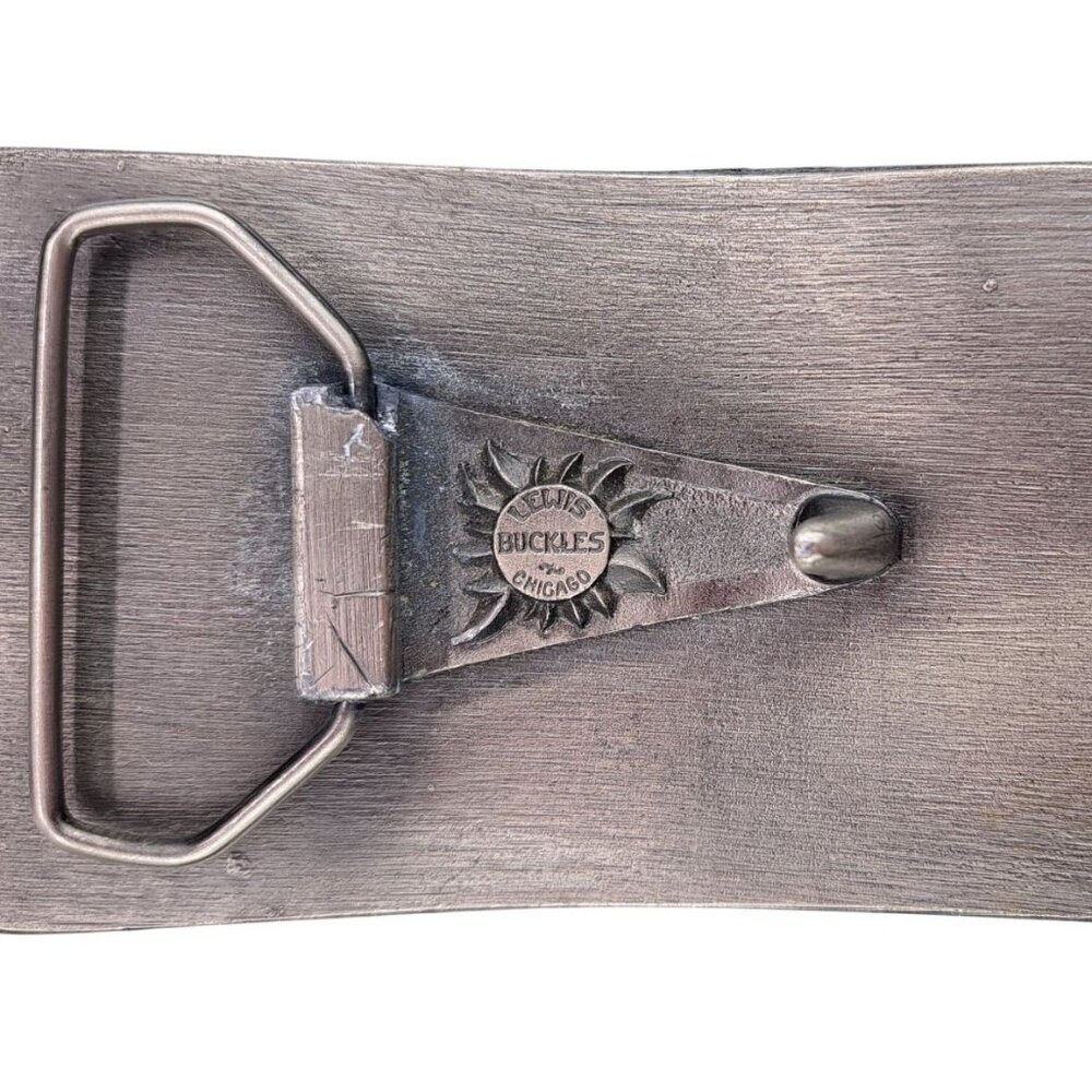 Vintage Jeno's Pizza Metal Belt Buckle Snack Food Lewis Chicago Promo Chipped - Picture 2 of 6